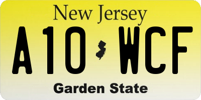NJ license plate A10WCF