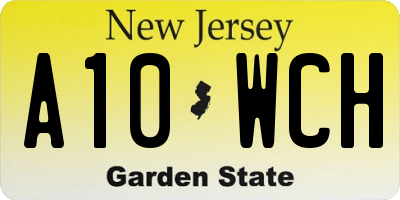 NJ license plate A10WCH