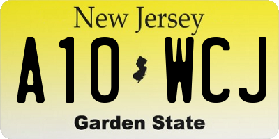 NJ license plate A10WCJ