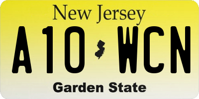 NJ license plate A10WCN