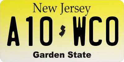 NJ license plate A10WCO