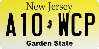 NJ license plate A10WCP