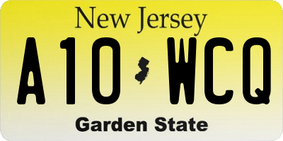 NJ license plate A10WCQ