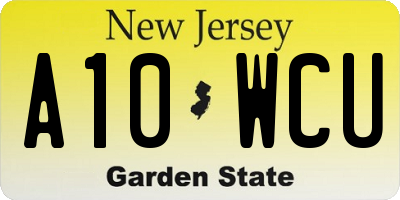 NJ license plate A10WCU