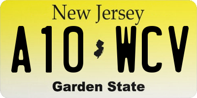 NJ license plate A10WCV