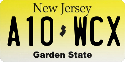 NJ license plate A10WCX