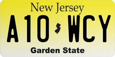 NJ license plate A10WCY