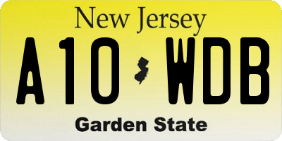 NJ license plate A10WDB