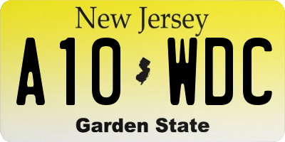 NJ license plate A10WDC