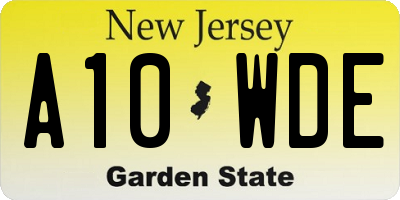 NJ license plate A10WDE