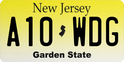 NJ license plate A10WDG