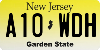 NJ license plate A10WDH