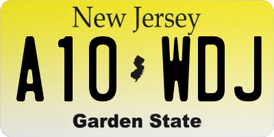 NJ license plate A10WDJ