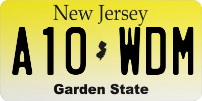 NJ license plate A10WDM