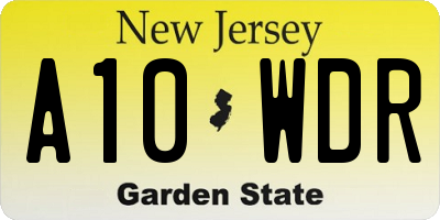 NJ license plate A10WDR