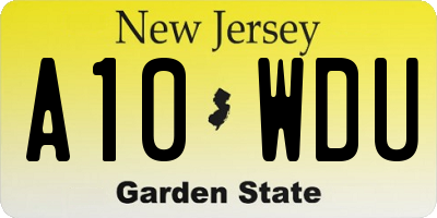 NJ license plate A10WDU