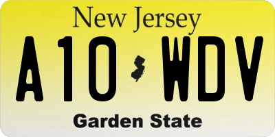 NJ license plate A10WDV