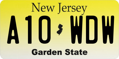 NJ license plate A10WDW