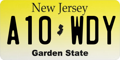 NJ license plate A10WDY