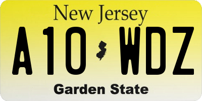 NJ license plate A10WDZ