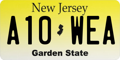 NJ license plate A10WEA