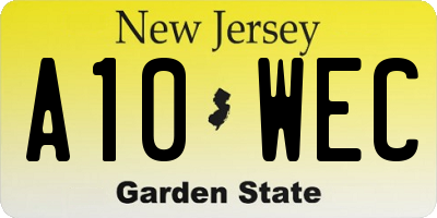 NJ license plate A10WEC