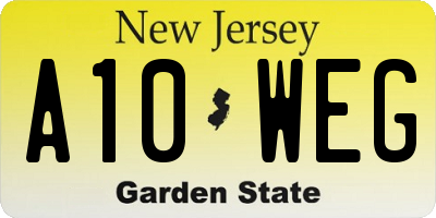 NJ license plate A10WEG