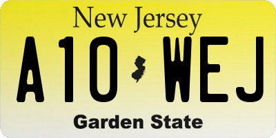 NJ license plate A10WEJ