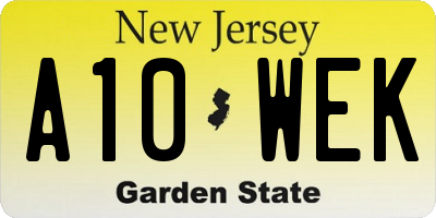 NJ license plate A10WEK
