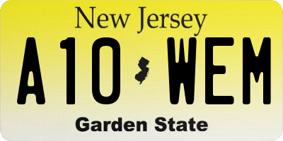 NJ license plate A10WEM