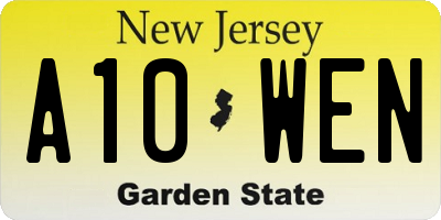 NJ license plate A10WEN