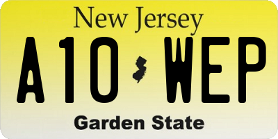 NJ license plate A10WEP