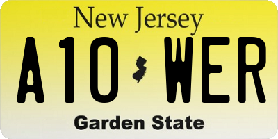 NJ license plate A10WER