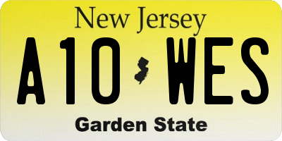 NJ license plate A10WES