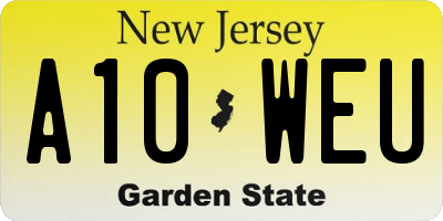 NJ license plate A10WEU