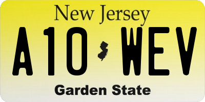 NJ license plate A10WEV