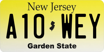 NJ license plate A10WEY