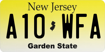 NJ license plate A10WFA