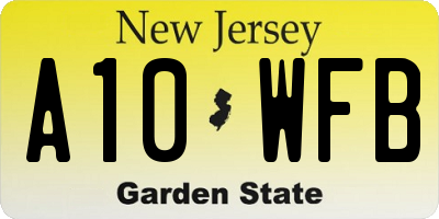 NJ license plate A10WFB