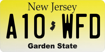 NJ license plate A10WFD