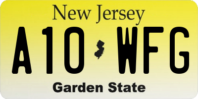 NJ license plate A10WFG