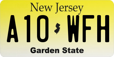 NJ license plate A10WFH