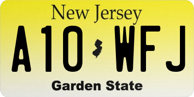 NJ license plate A10WFJ