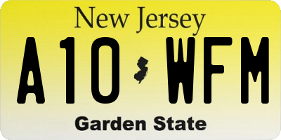 NJ license plate A10WFM