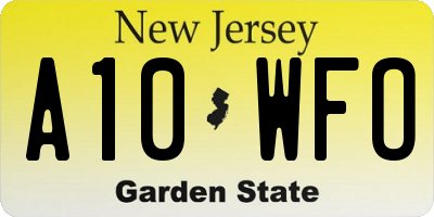 NJ license plate A10WFO