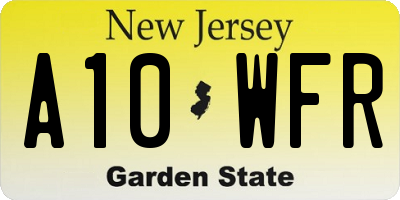 NJ license plate A10WFR