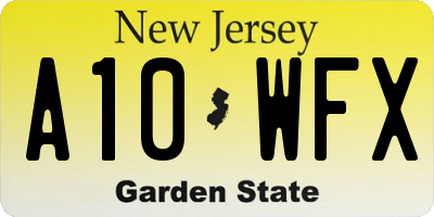 NJ license plate A10WFX