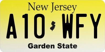 NJ license plate A10WFY