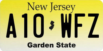 NJ license plate A10WFZ