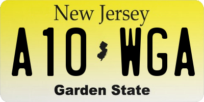 NJ license plate A10WGA